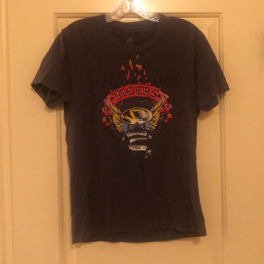 Grey adidas mizzou tee shirt